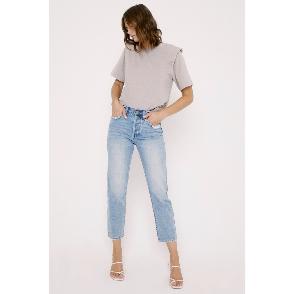 Pistola Charlie High Rise Straight Button Fly in Libra Light Wash 28